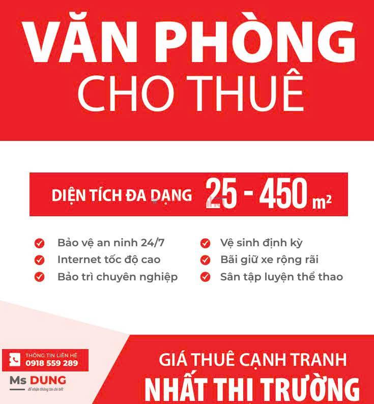 Cho thuê văn phòng, đầy đủ tiện ích, diện tích đa dạng, giá cả cạnh tranh
