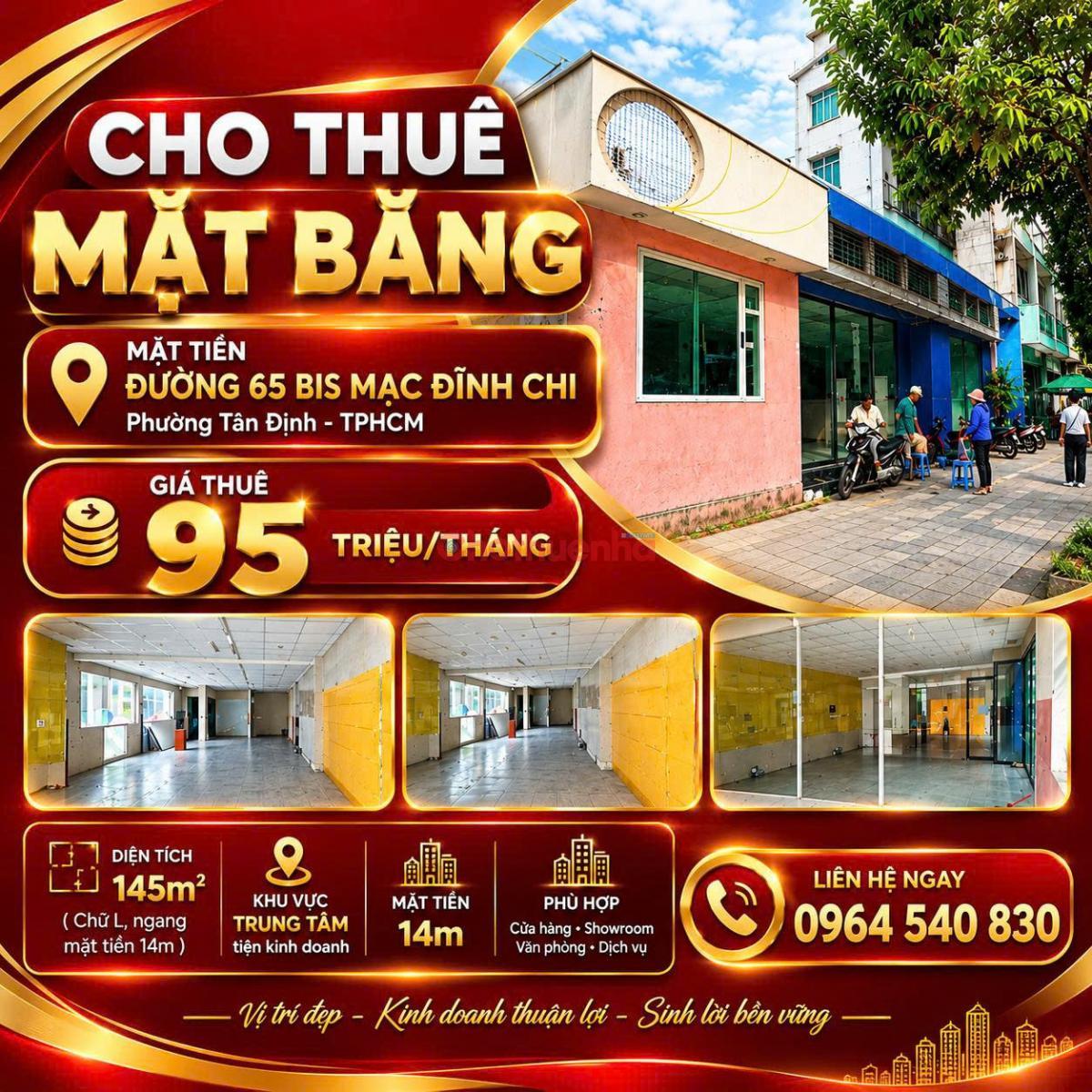 Cho thuê mặt bằng kinh doanh Mạc Đĩnh Chi, Q.1, 95tr/tháng