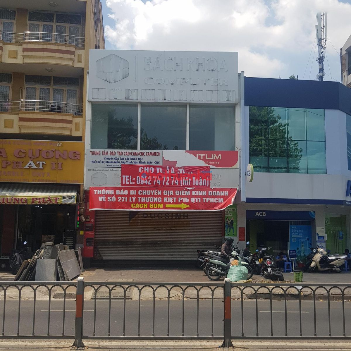 CHO THUÊ NHÀ MẶT TIỀN ĐƯỜNG LÝ THƯỜNG KIỆT, QUẬN 11. NGANG 7.5M. GẦN ĐH BÁCH KHOA 