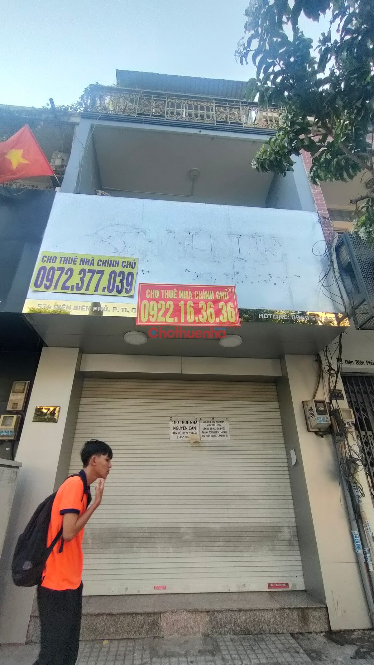 CHO THUÊ NHÀ NGUYÊN CĂN MẶT TIỀN ĐIỆN BIÊN PHỦ, PHƯỜNG 11, QUẬN 10