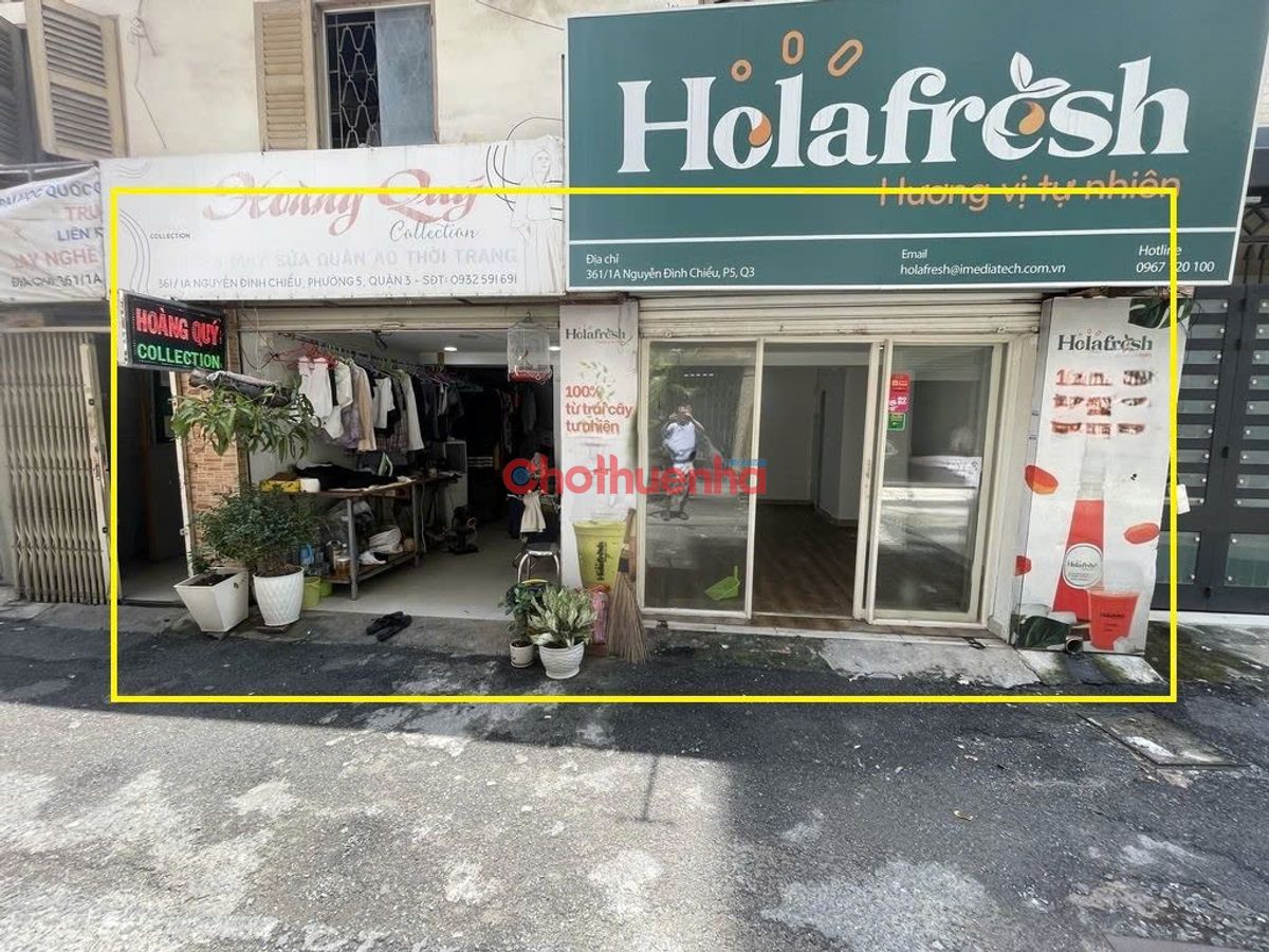 Cho thuê mặt bằng ngang gần 8m hẻm xe tải quận 3. Kinh doanh sầm uất. Giá chỉ 15 triệu