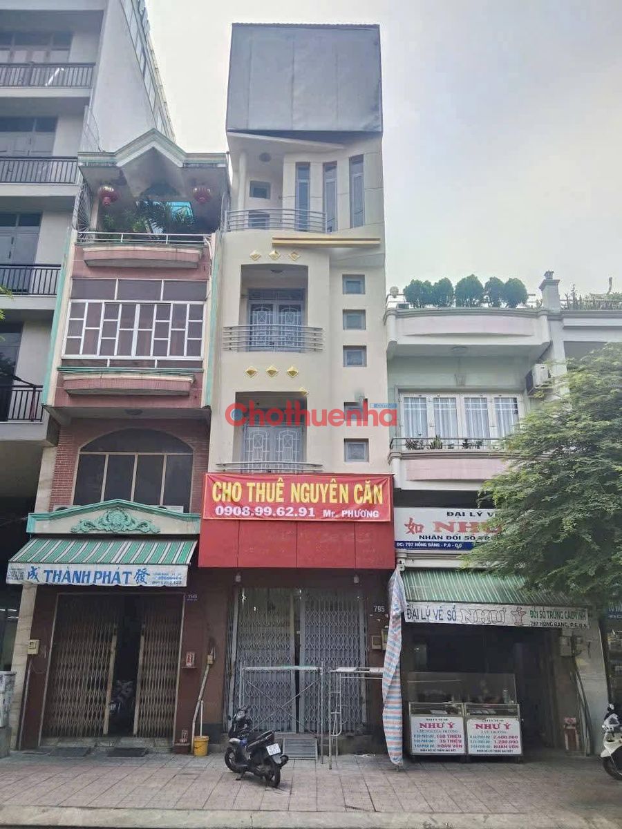 CHO THUÊ NHÀ MẶT TIỀN HỒNG BÀNG QUẬN 6 - 1 TRỆT 3 LẦU SÂN THƯỢNG - KINH DOANH SẦM UẤT