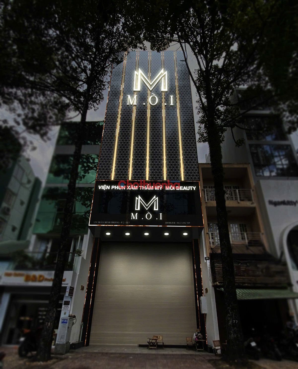 Cho thuê toà nhà nguyên căn mặt tiền đường Trần Bình Trọng ngay gần Lê Hồng Phong ngang 8m có hầm 8 lầu 