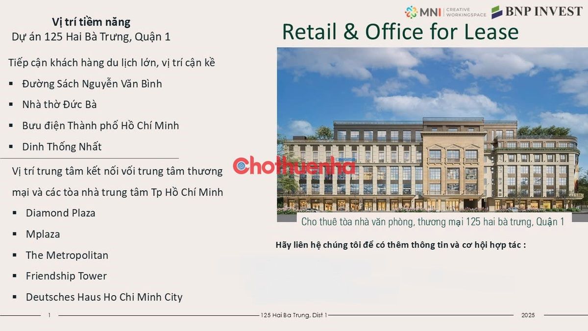  cho thuê dự án thương mại văn phòng tại 125 Hai Bà Trưng, Quận 1, TP HCM ngang 80m dài 200m tổng diện tích đất khoản 1600m2