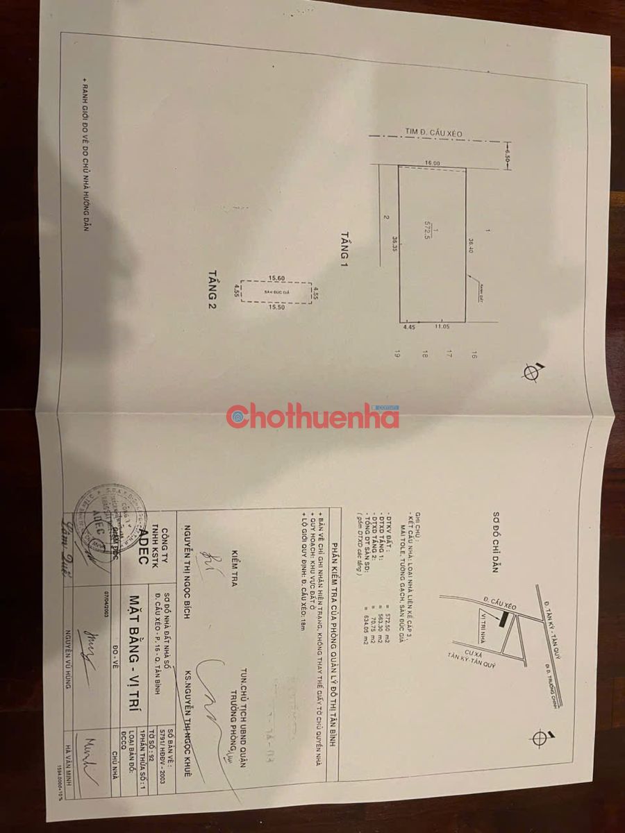  Cho thuê nhà - đất 1000m2 mặt tiền Tân Phú