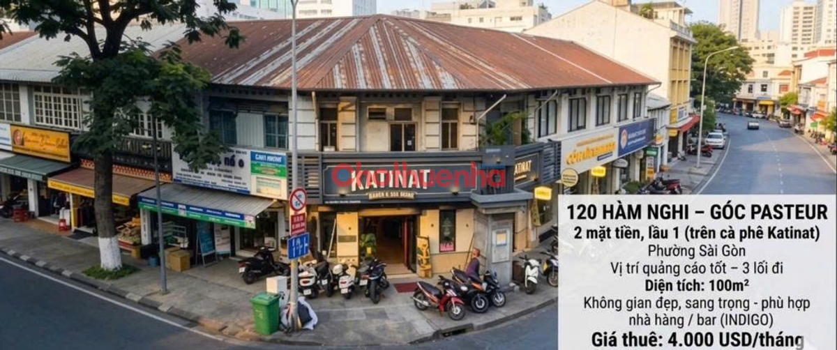 Cho thuê mặt bằng góc 2 mặt tiền tại 120 Hàm Nghi giao Pasteur, Quận 1