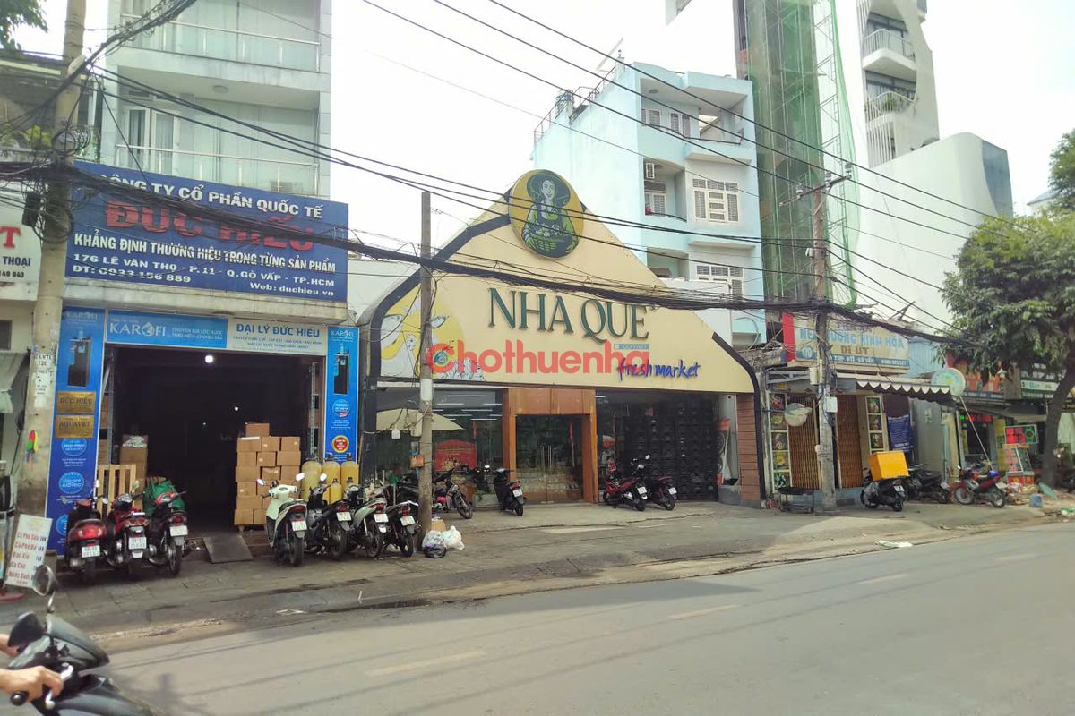 Cho thuê MB 172-174 Lê Văn Thọ, GV • 12x20m trệt • Khu CV Làng Hoa sầm uất