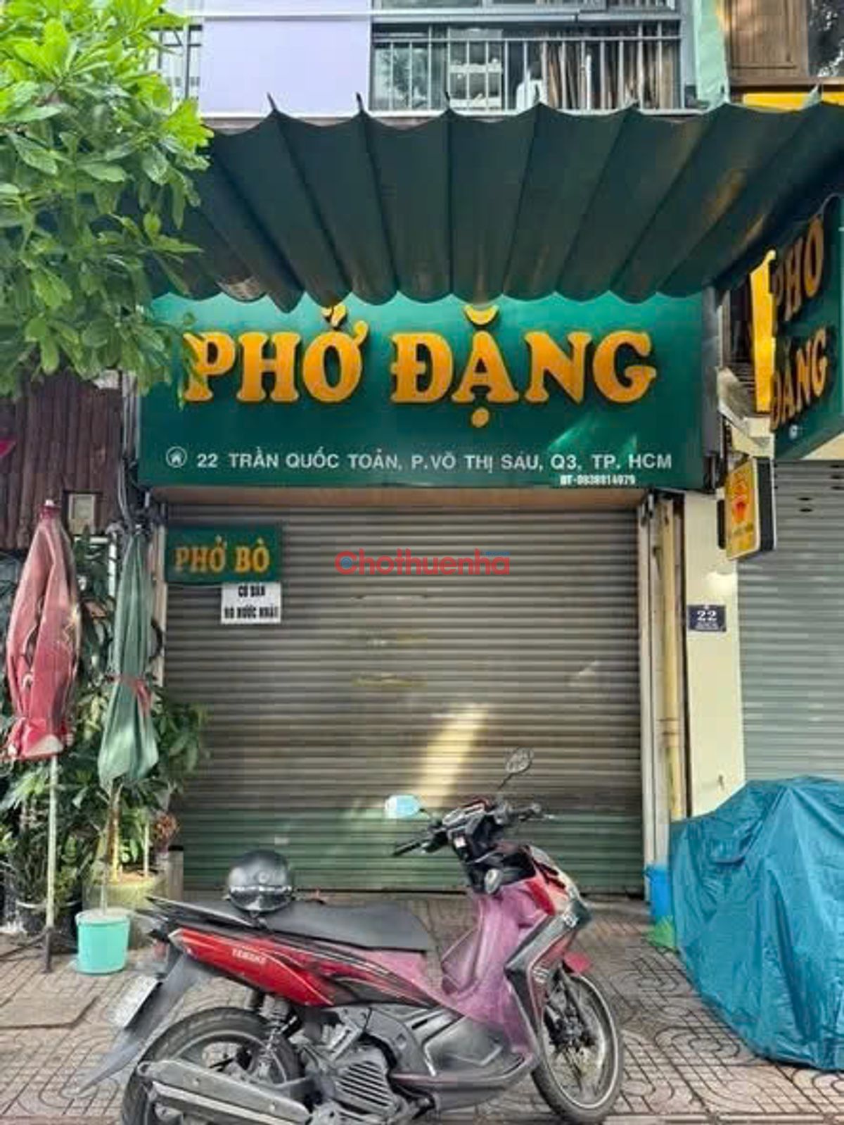 CHO THUÊ MẶT BẰNG KINH DOANH MẶT TIỀN TRẦN QUỐC TOẢN, PHƯỜNG XUÂN HÒA, QUẬN 3