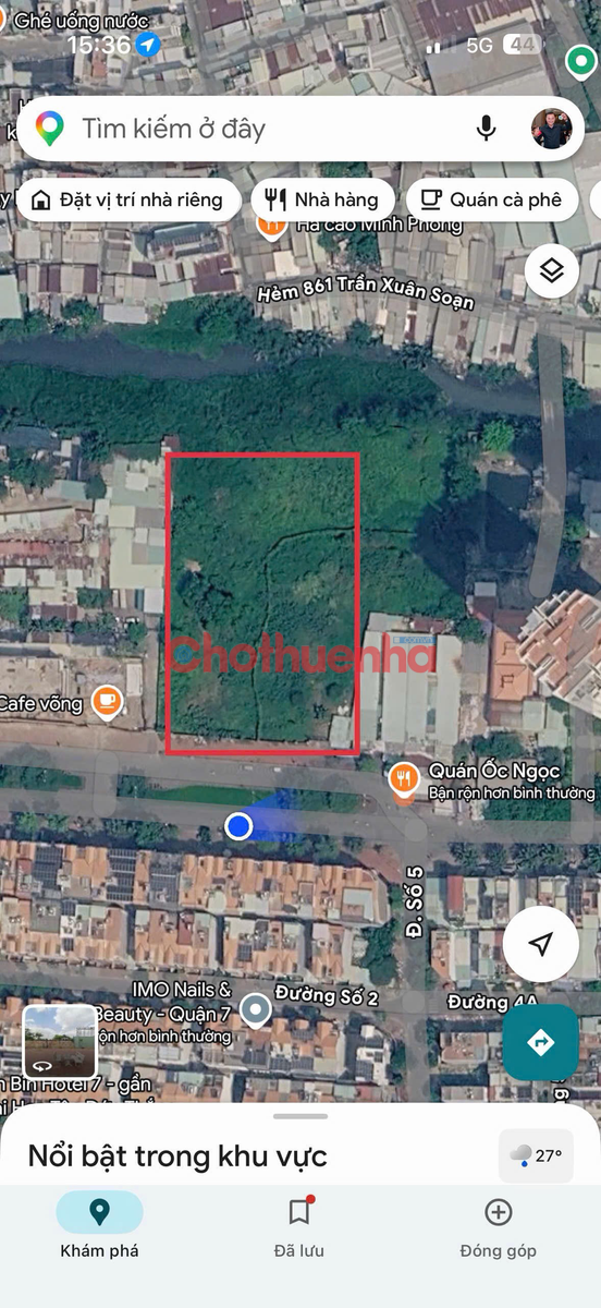 CHO THUÊ ĐẤT MẶT TIỀN NGÔ THỊ BÌ QUẬN 7 – 3.400M², NGANG HƠN 40M
