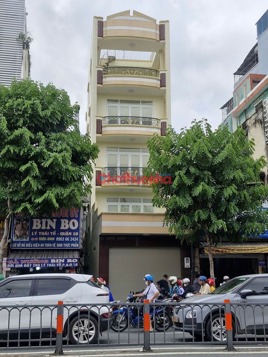 CHO THUÊ NHÀ MẶT TIỀN ĐƯỜNG LÝ THÁI TỔ, QUẬN 10 - NGANG 5M - 5 TẦNG