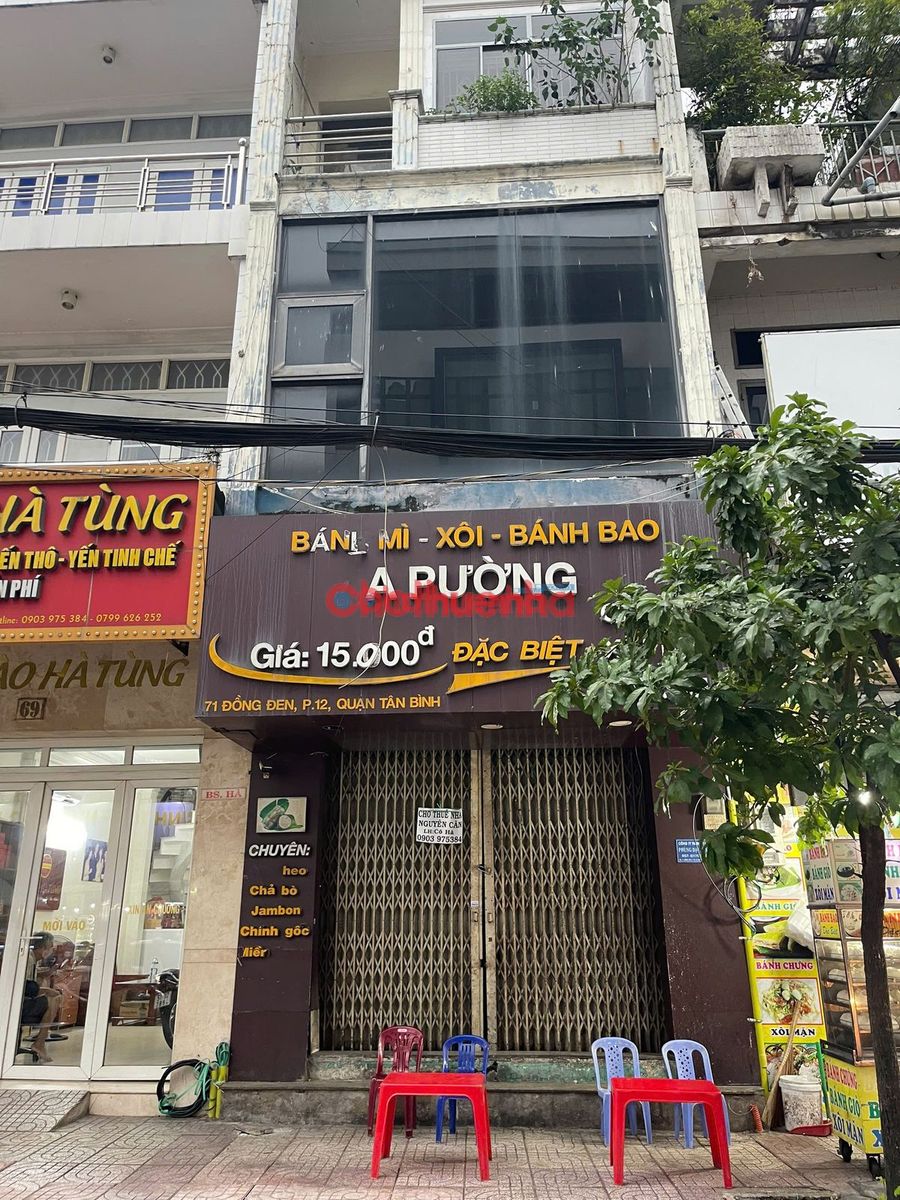 CHO THUÊ MẶT BẰNG ĐƯỜNG ĐỒNG ĐEN – 4X15M – TRỆT 2,5 LẦU – 4 PHÒNG – GIÁ 31 TRIỆU
