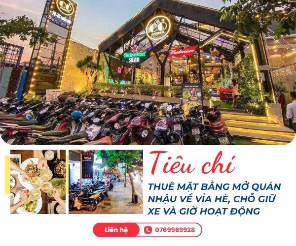 Tiêu chí thuê mặt bằng mở quán nhậu về vỉa hè, chỗ giữ xe và giờ hoạt động